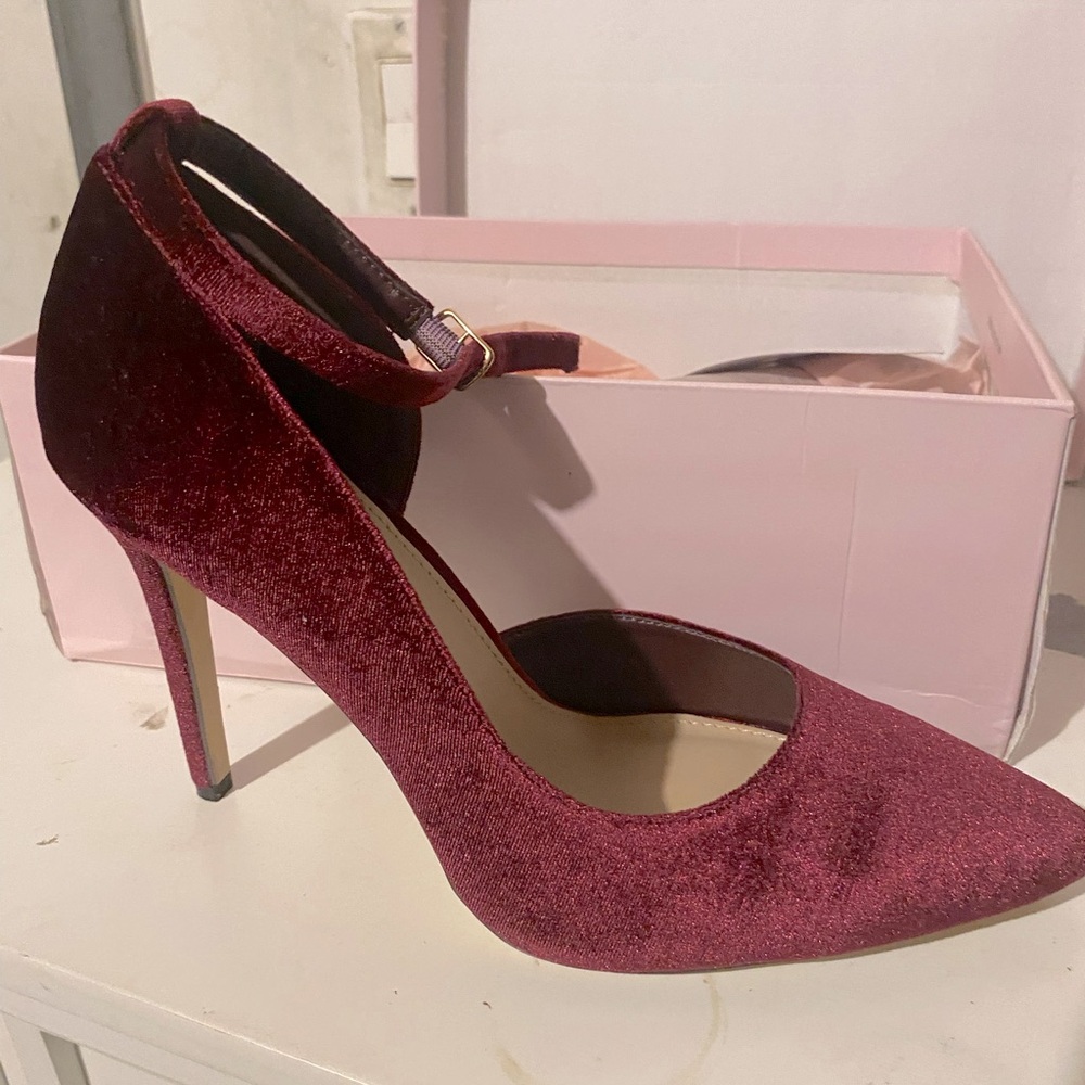 Burgundy Velvet Formal Shoes